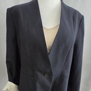 Ann Taylor Navy Blazer Women’s Size 14 Single Button Closure Fully Lined